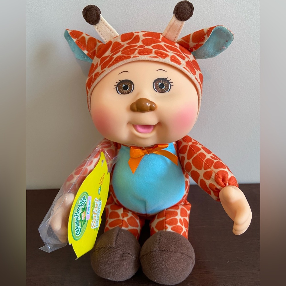 Giraffe-Themed Plush Toy Doll with Blue and Orange Outfit